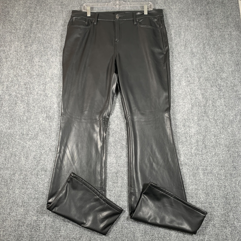 Banana Republic Pants Womens 14 Black Faux Leather Low Rise Bootcut Stretch
